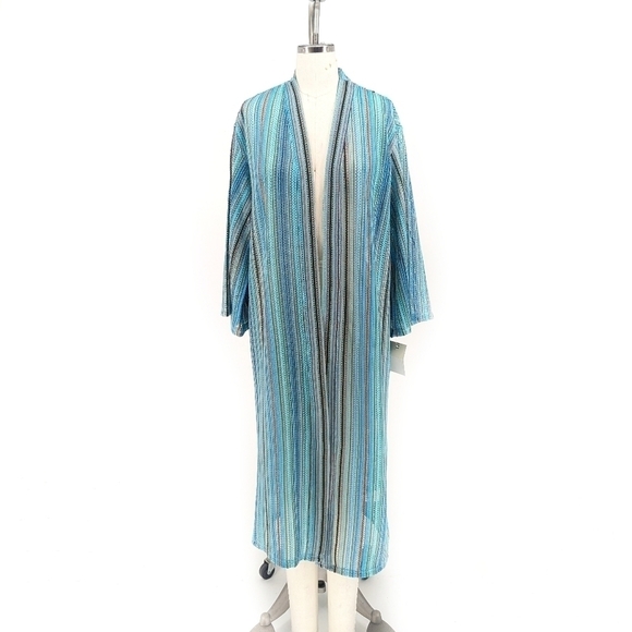 G by Giuliana Crochet Striped Cardigan Duster Blue S bohemian hippie retro - Picture 1 of 7
